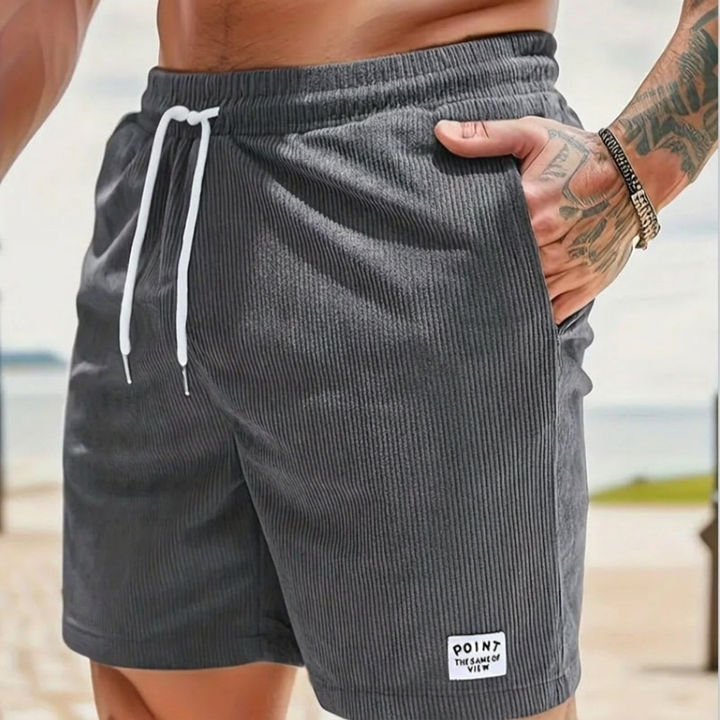 Shorts en velours côtelé pour hommes avec lacets et cordon de serrage