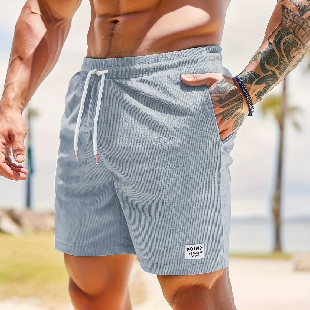 Shorts en velours côtelé pour hommes avec lacets et cordon de serrage