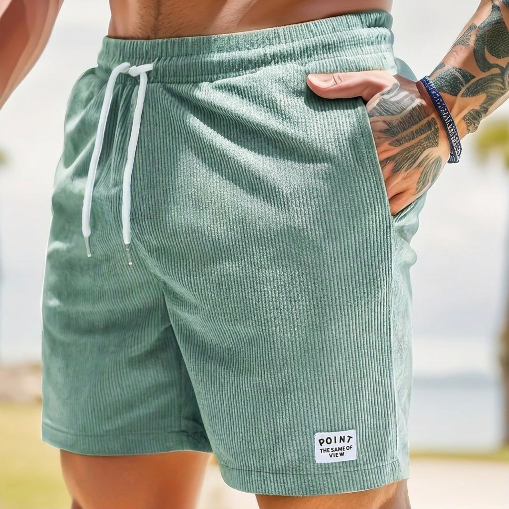 Shorts en velours côtelé pour hommes avec lacets et cordon de serrage