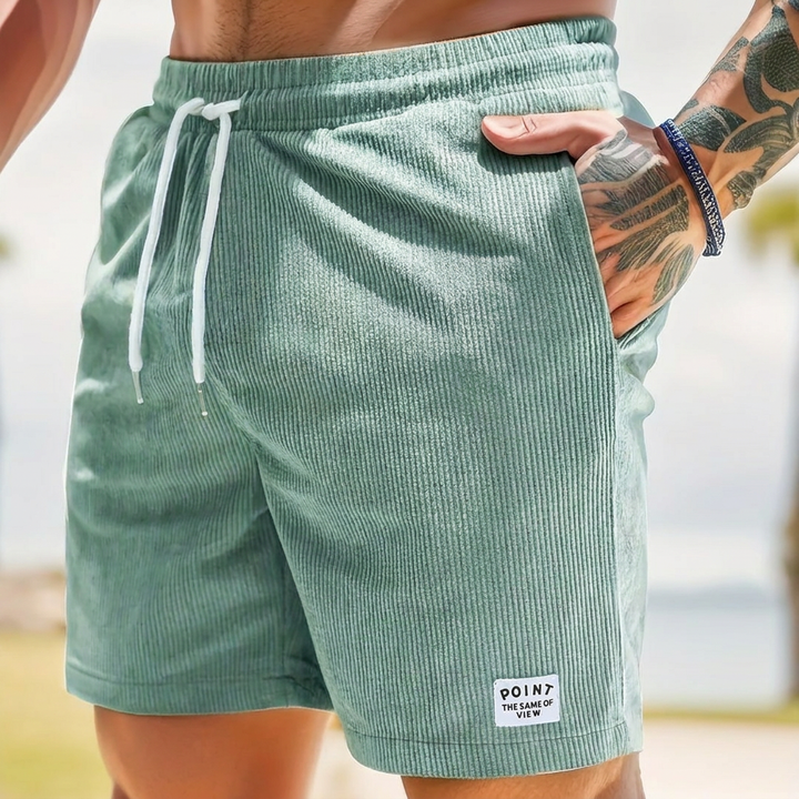 Shorts en velours côtelé pour hommes avec lacets et cordon de serrage