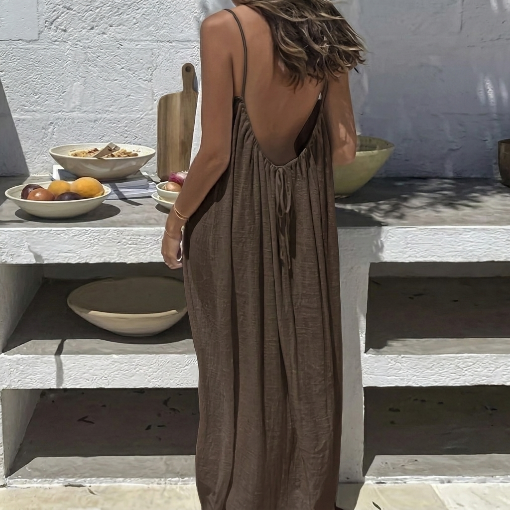 Robe longue ample sans dos pour femmes