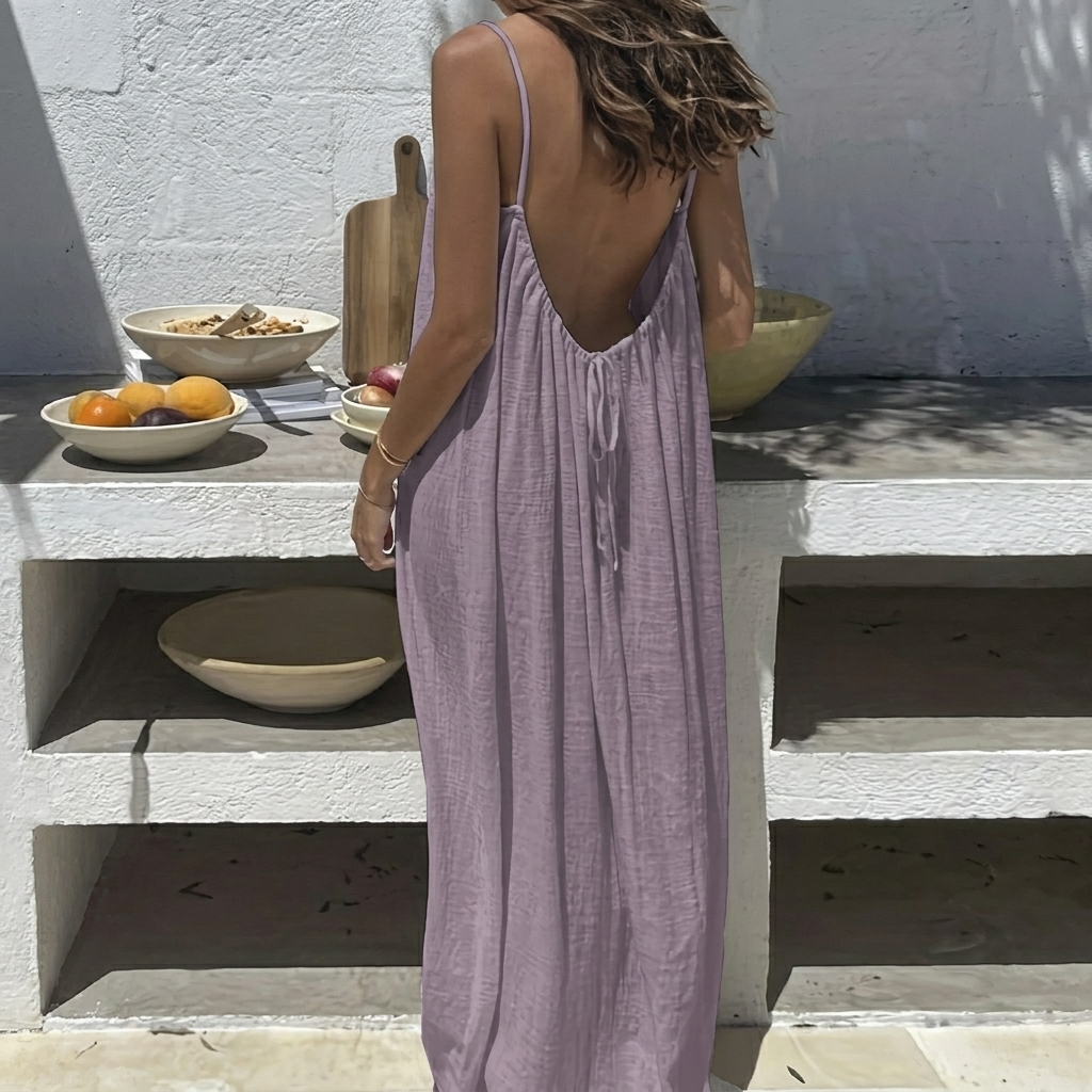 Robe longue ample sans dos pour femmes