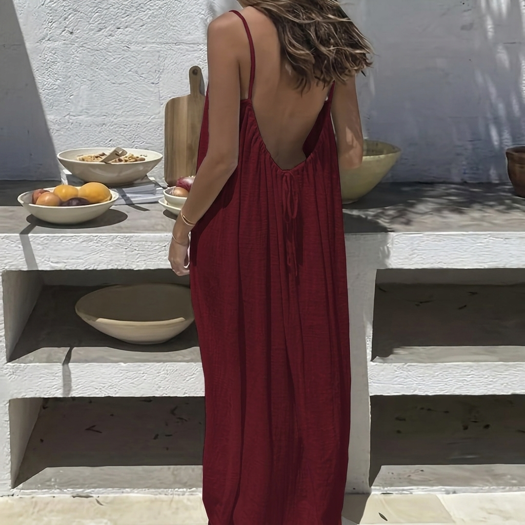 Robe longue ample sans dos pour femmes