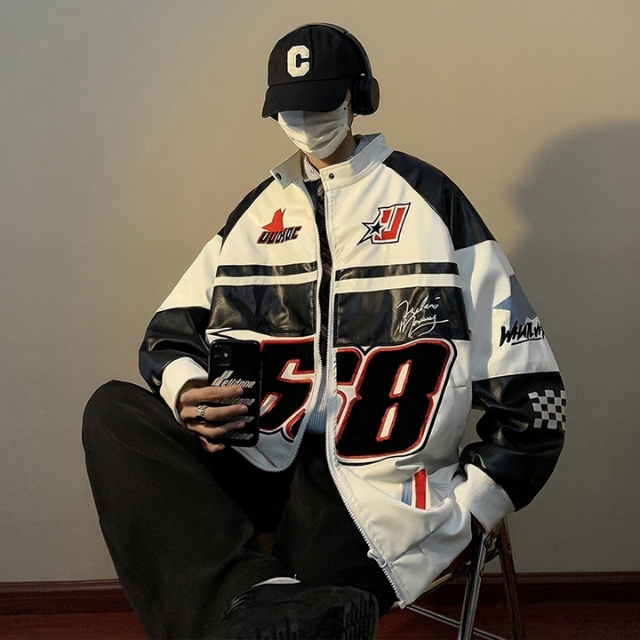 Veste de moto pilote haut ample