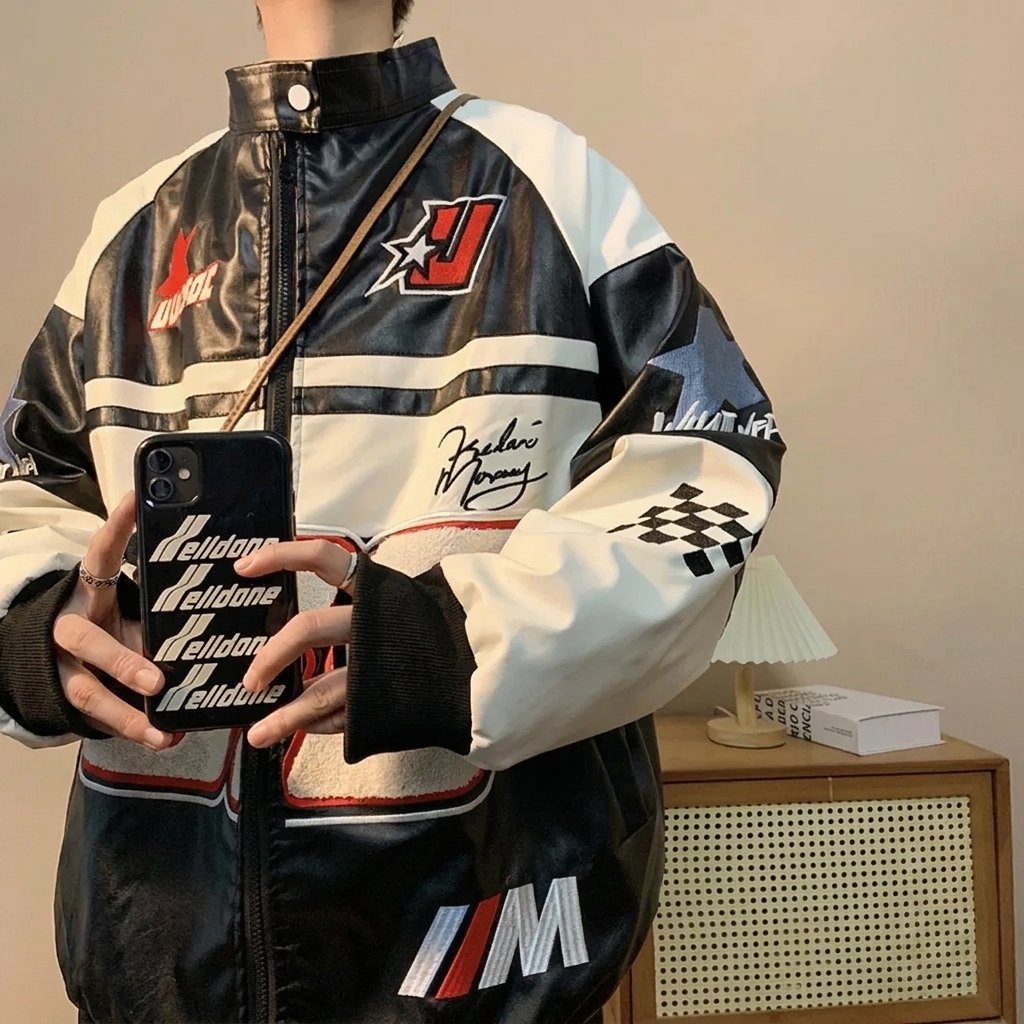 Veste de moto pilote haut ample