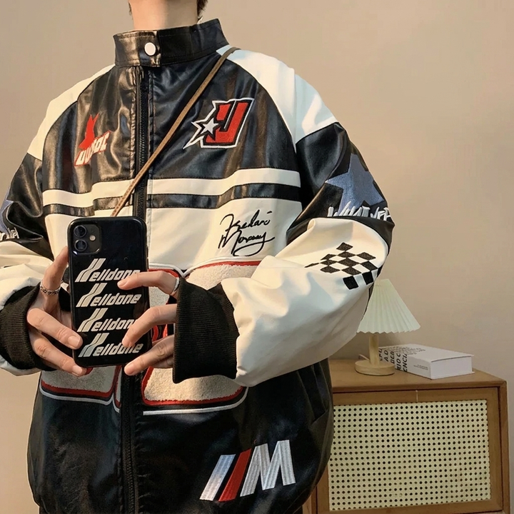 Veste de moto pilote haut ample