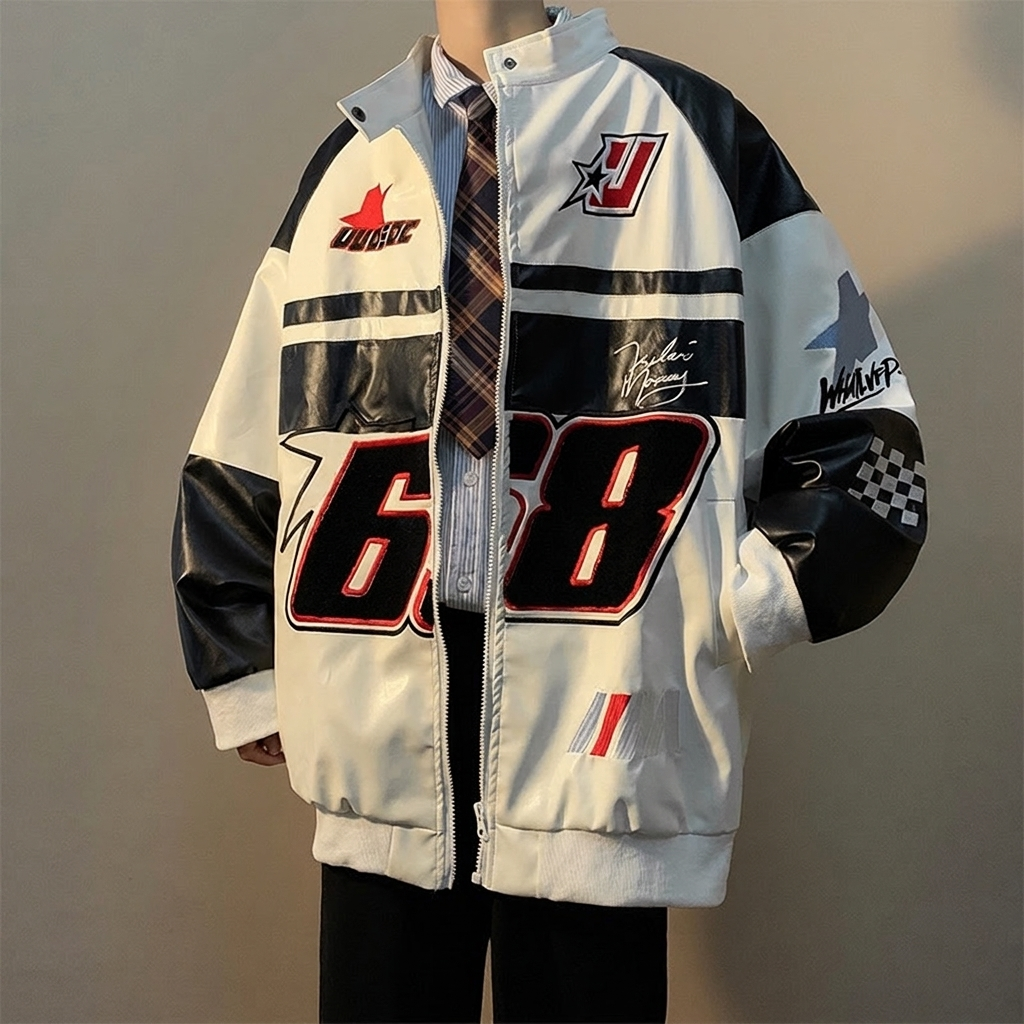 Veste de moto pilote haut ample