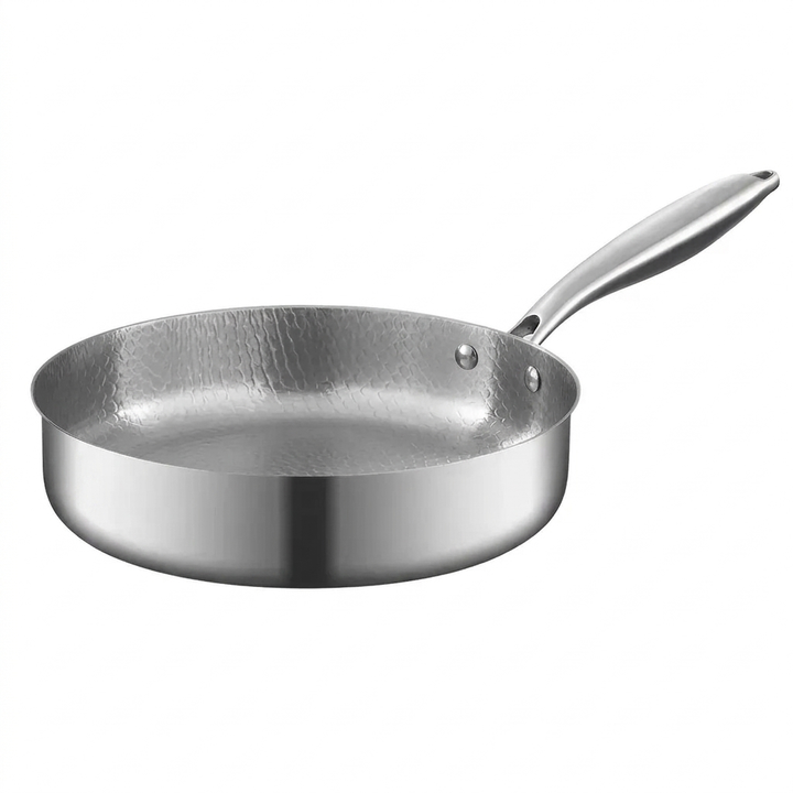 Poêle wok en titane martelé avec fond plat