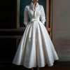 Isabella | Robe Midi Femme à Manches Longues Col en V A Ligne