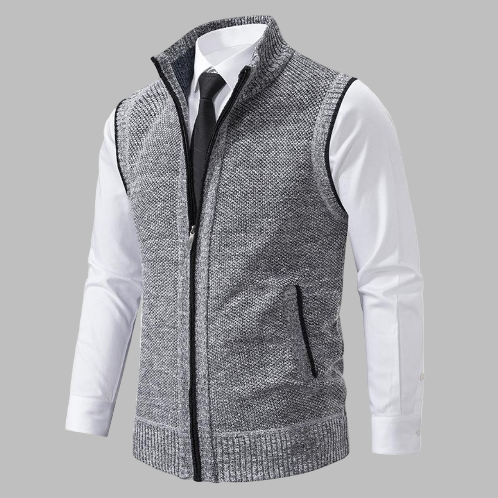 Gilet zippé en tricot classique pour homme
