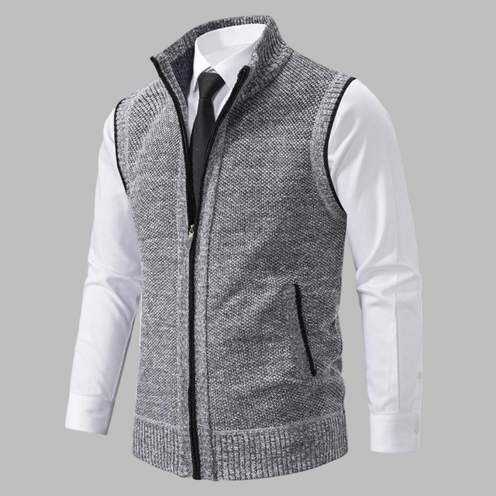 Gilet zippé en tricot classique pour homme