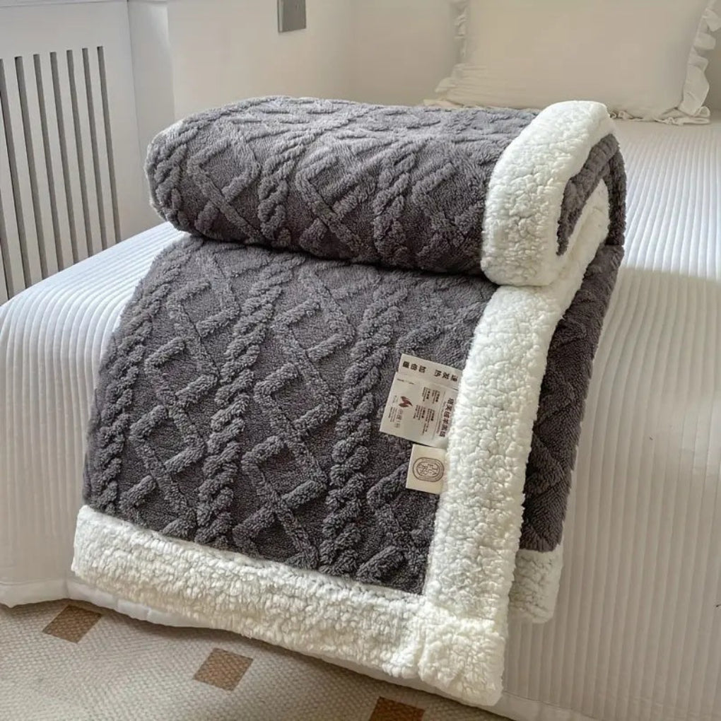 Couverture Sherpa Tricot Diamant
