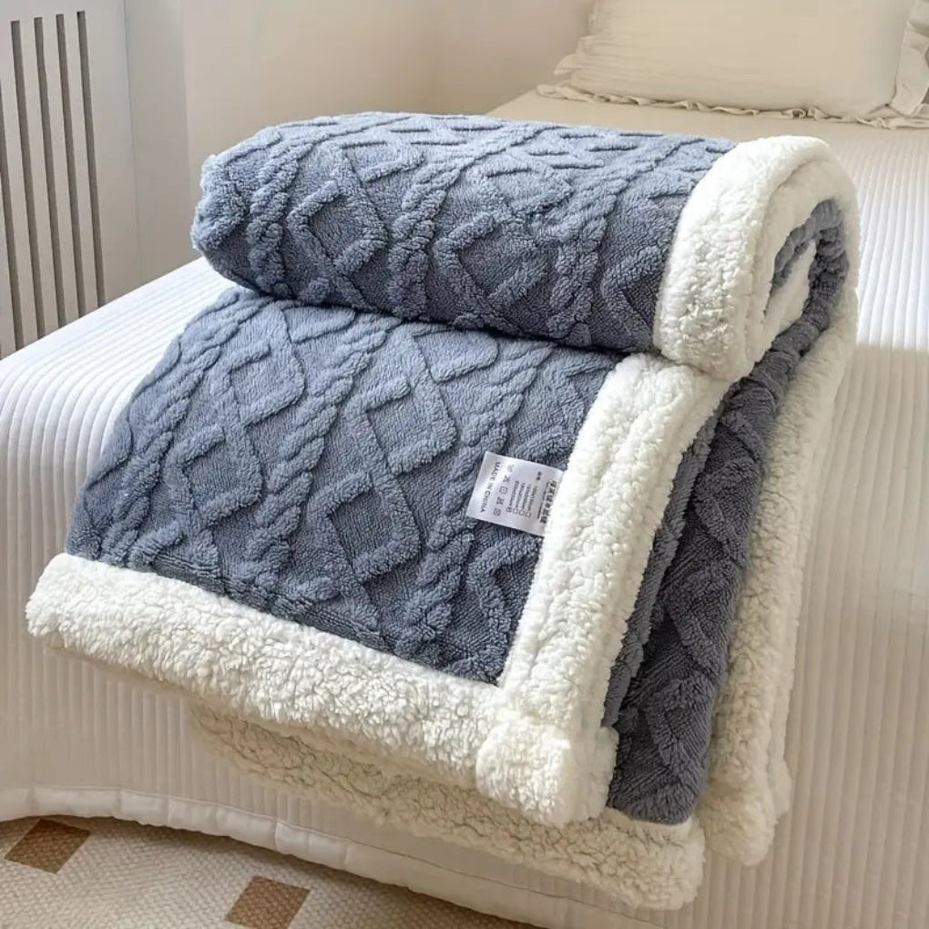 Couverture Sherpa Tricot Diamant