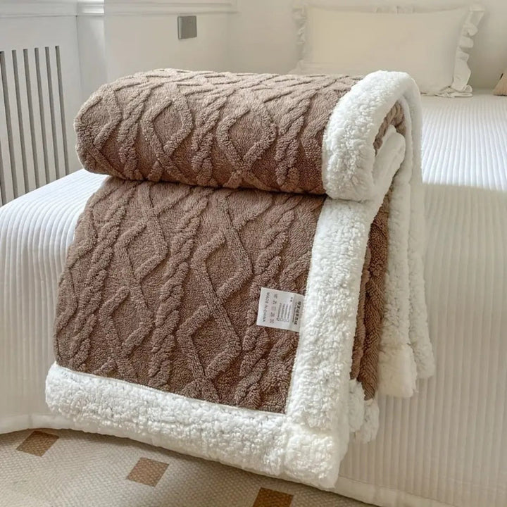 Couverture Sherpa Tricot Diamant