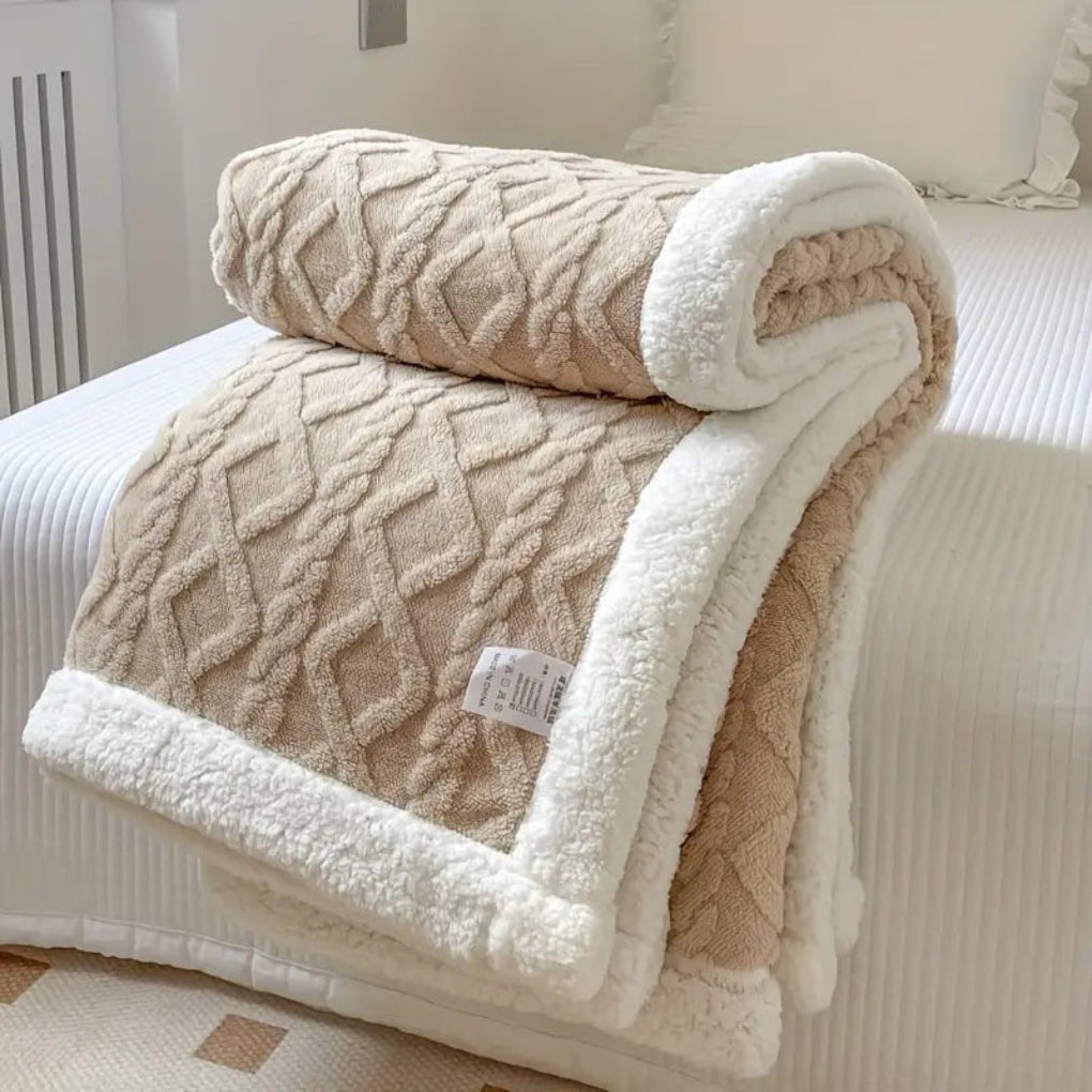 Couverture Sherpa Tricot Diamant