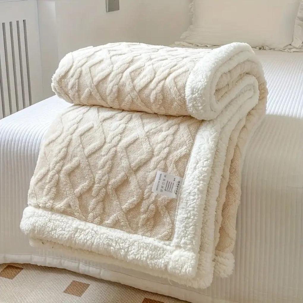 Couverture Sherpa Tricot Diamant