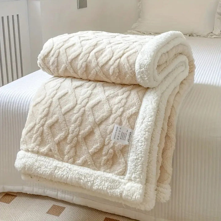Couverture Sherpa Tricot Diamant