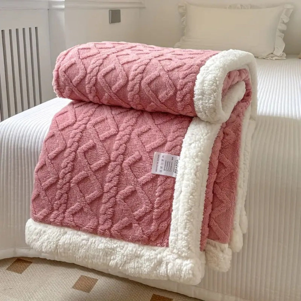 Couverture Sherpa Tricot Diamant