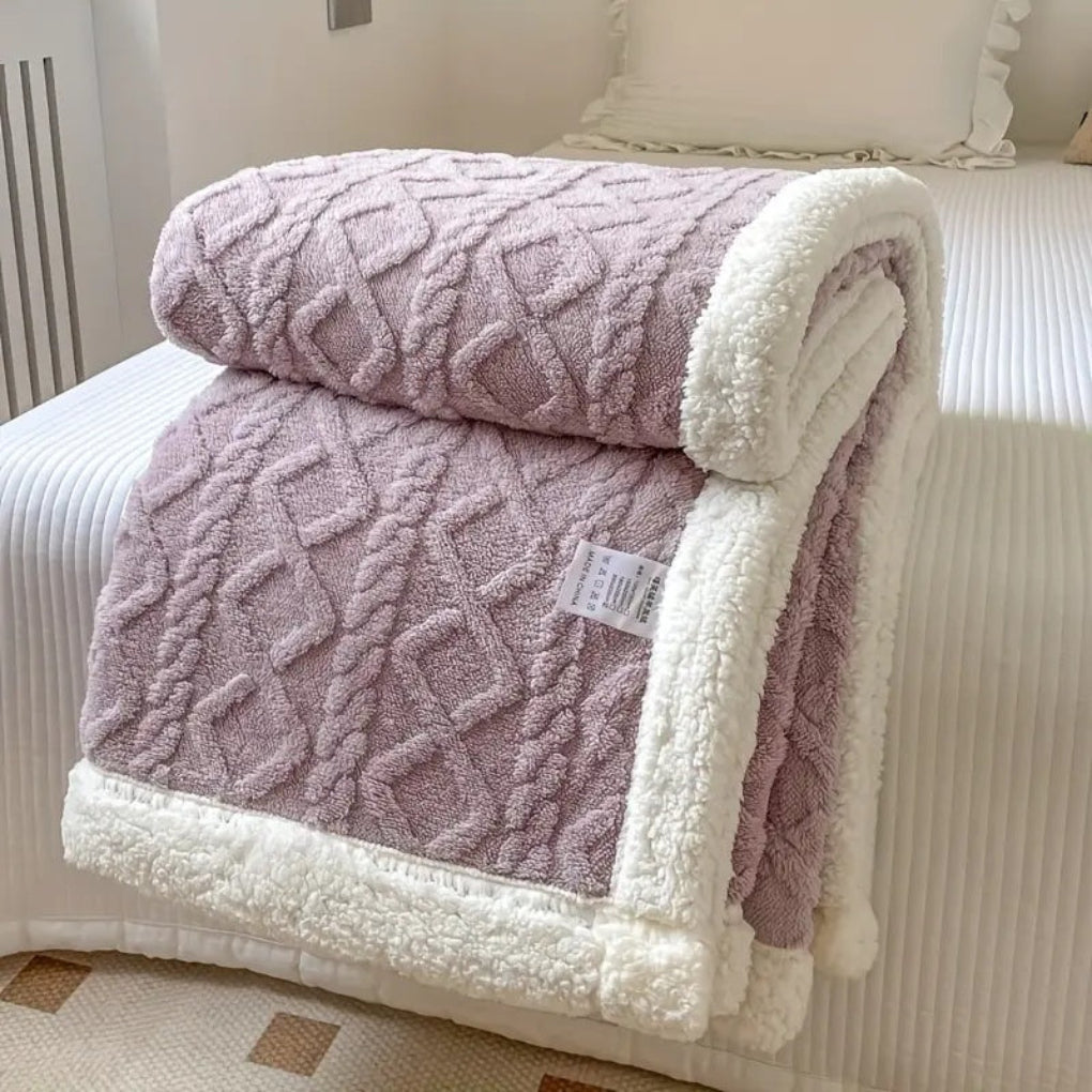 Couverture Sherpa Tricot Diamant