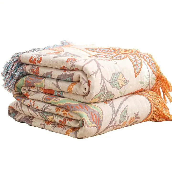 Bohol Rustique – Couverture Florale Boho pour Confort Chaleureux et Vie Stylée