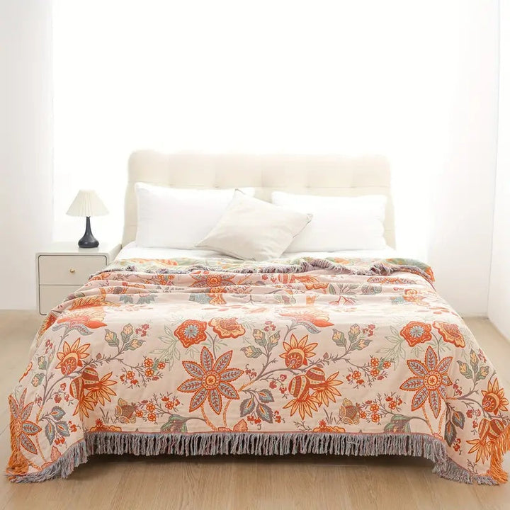 Bohol Rustique – Couverture Florale Boho pour Confort Chaleureux et Vie Stylée