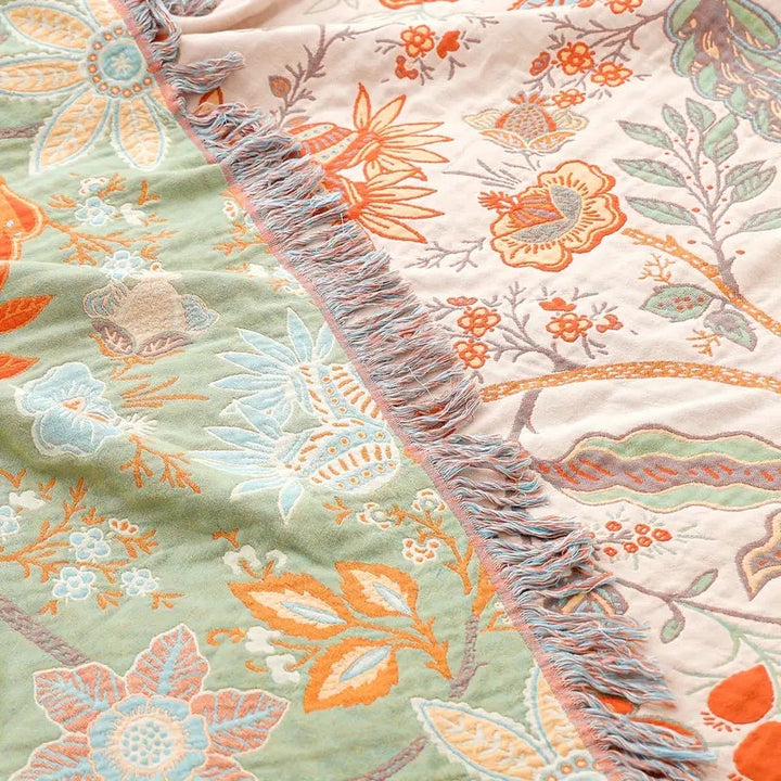 Bohol Rustique – Couverture Florale Boho pour Confort Chaleureux et Vie Stylée
