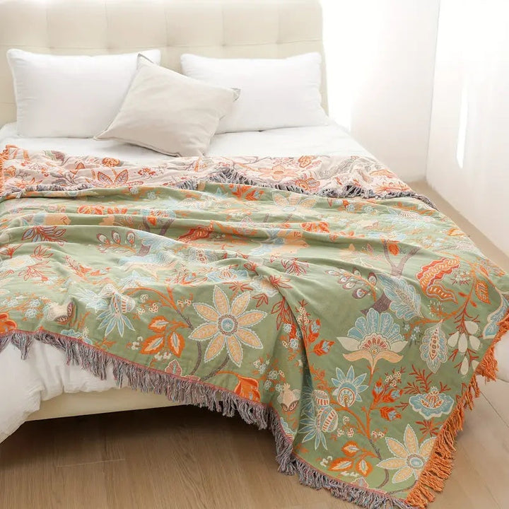 Bohol Rustique – Couverture Florale Boho pour Confort Chaleureux et Vie Stylée