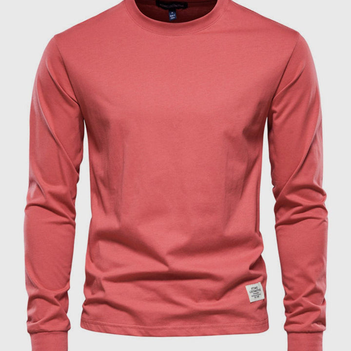 Chemise en coton masculine à manches longues avec col rond