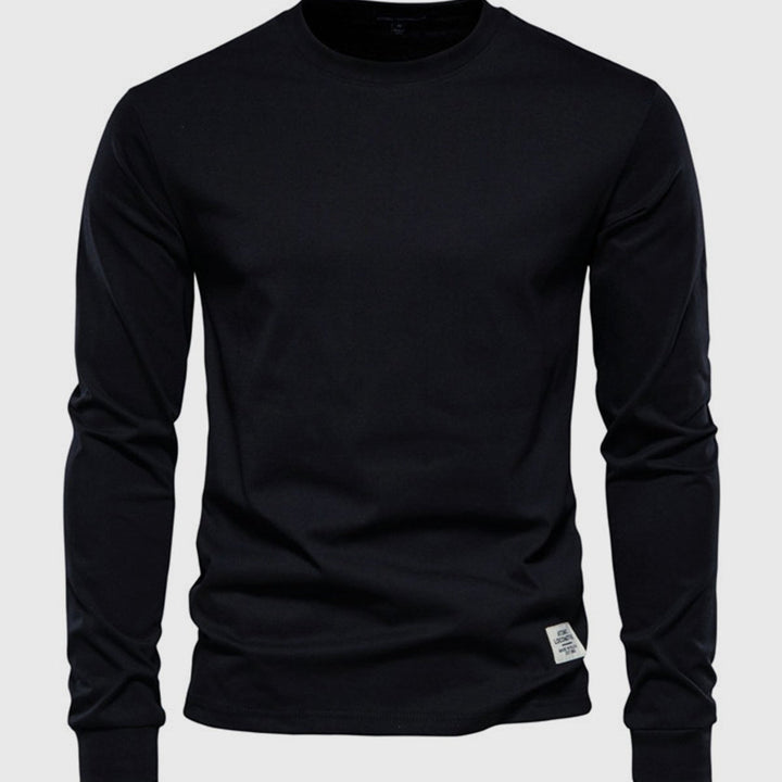 Chemise en coton masculine à manches longues avec col rond