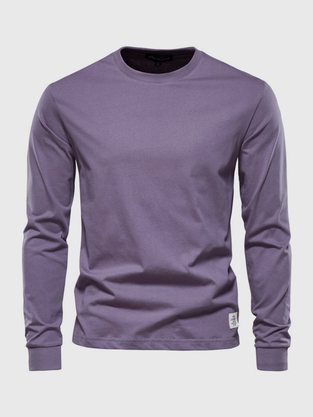 Chemise en coton masculine à manches longues avec col rond