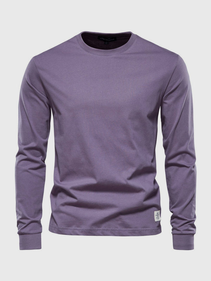 Chemise en coton masculine à manches longues avec col rond