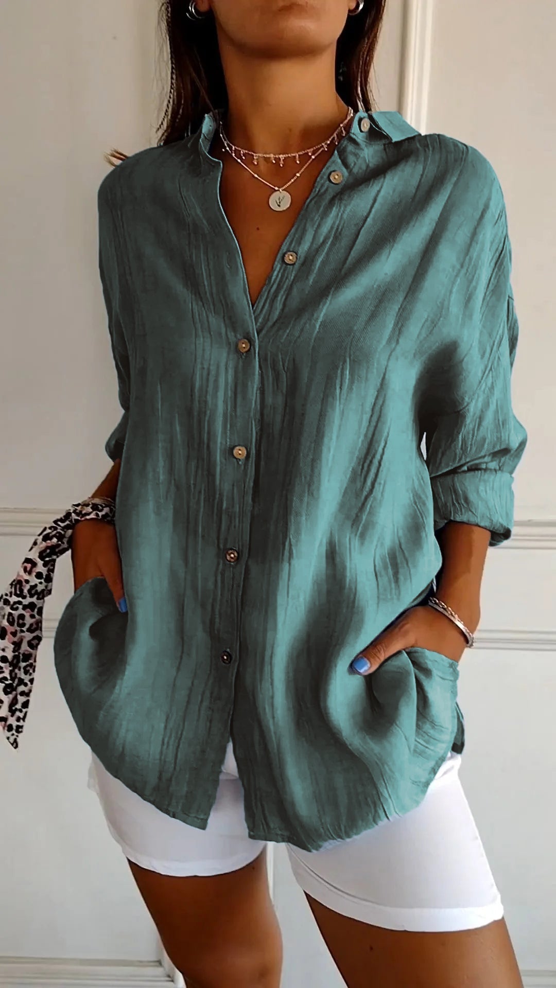 Chemise décontractée à boutons pour femmes