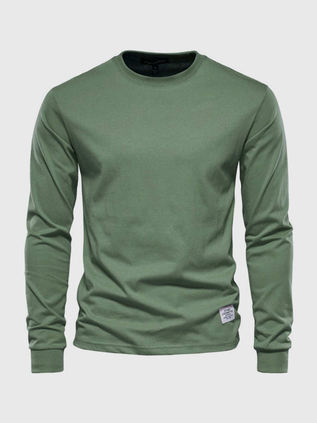 Chemise en coton masculine à manches longues avec col rond
