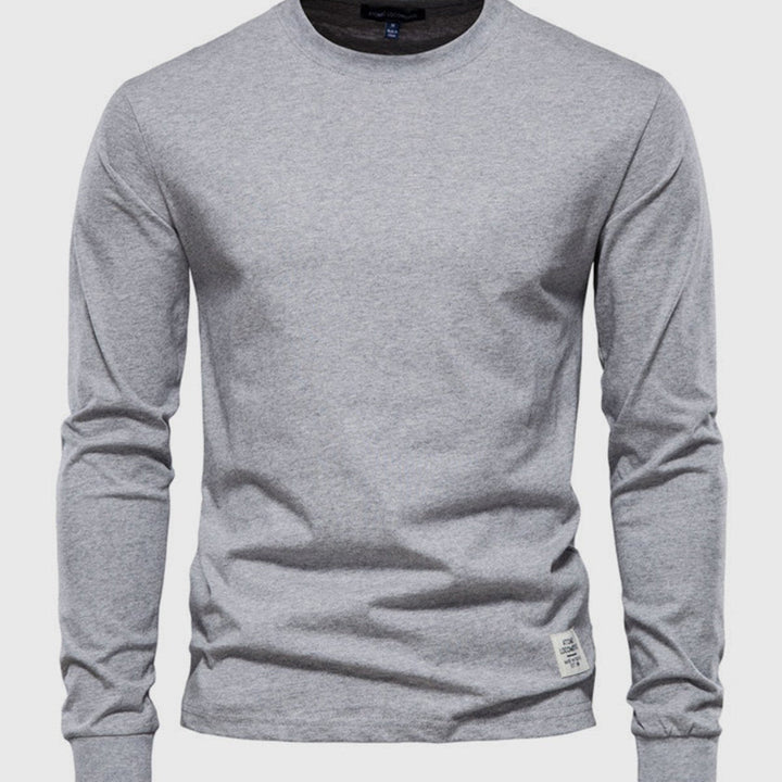 Chemise en coton masculine à manches longues avec col rond