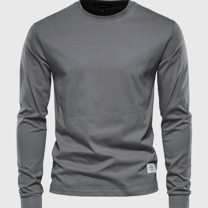 Chemise en coton masculine à manches longues avec col rond