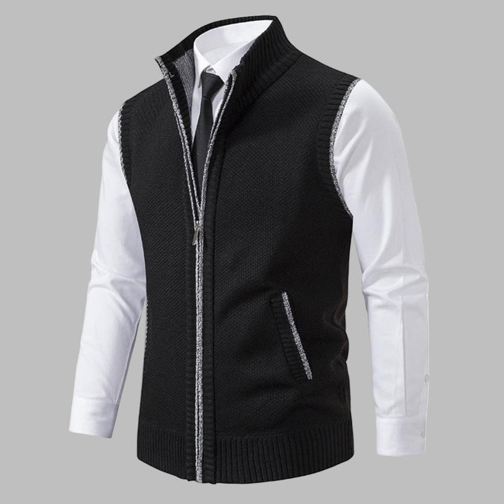 Gilet zippé en tricot classique pour homme