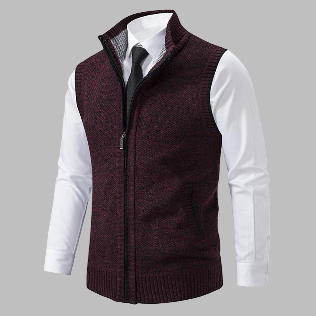 Gilet zippé en tricot classique pour homme