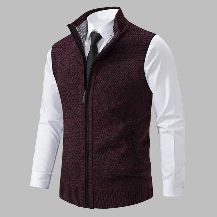 Gilet zippé en tricot classique pour homme