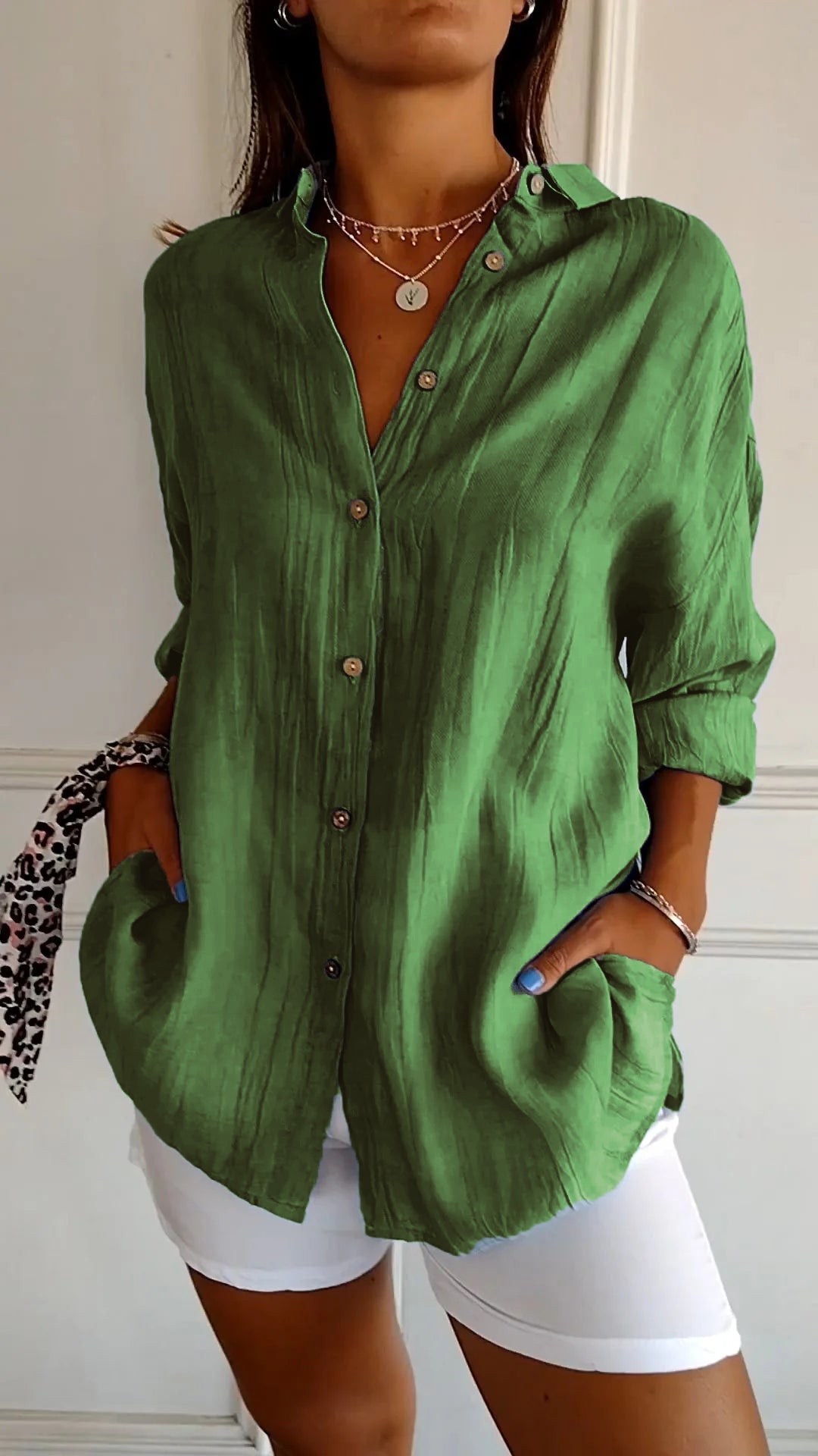 Chemise décontractée à boutons pour femmes