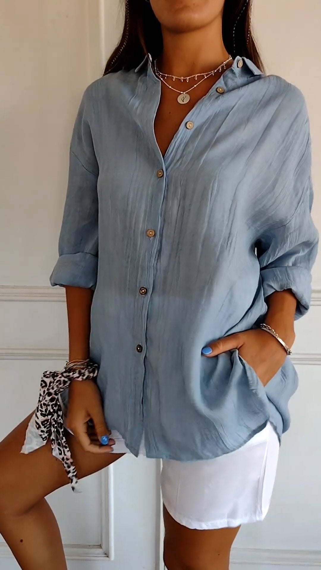 Chemise décontractée à boutons pour femmes