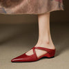 Harper | Mules en cuir avec sangle croisée, orteil pointu, talons bas, enfiler