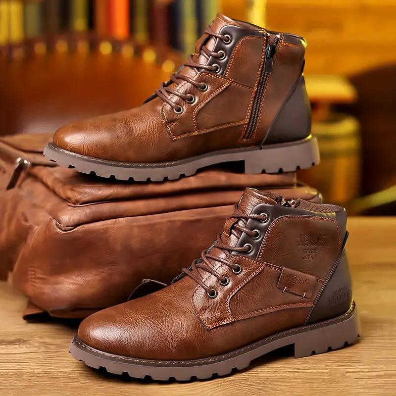 Bottes de costume en cuir pour hommes avec fermeture éclair élégantes et durables