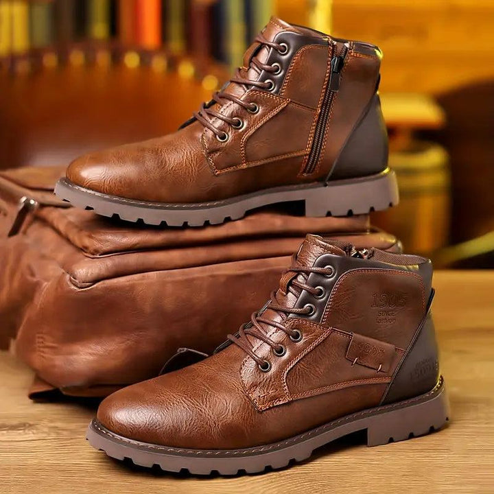 Bottes de costume en cuir pour hommes avec fermeture éclair élégantes et durables