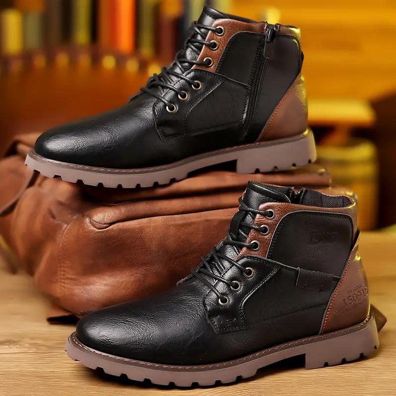 Bottes de costume en cuir pour hommes avec fermeture éclair élégantes et durables