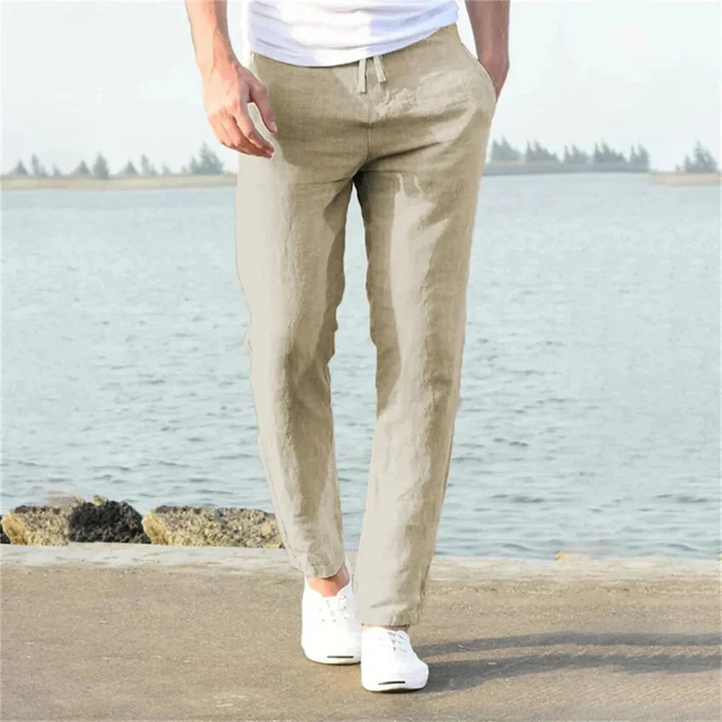 Pantalon d'été en mélange de lin pour homme