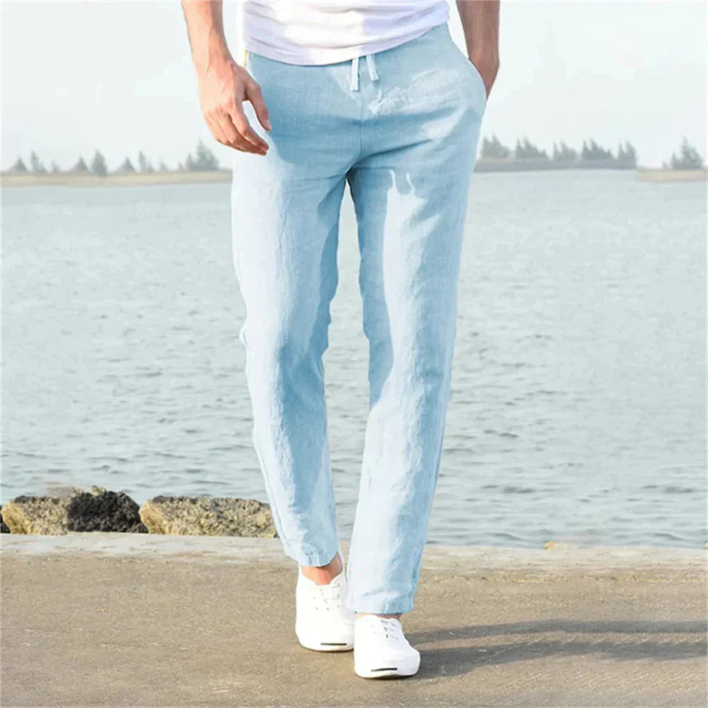 Pantalon d'été en mélange de lin pour homme
