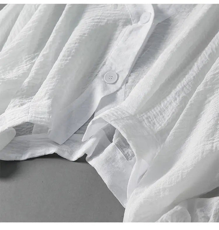 Luna | Linen Blouse V-Neck Batwing Sleeves Loose Fit Summer