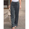 Sophia | Pantalons Palazzo en Lin Large à Taille à Cordons Casual