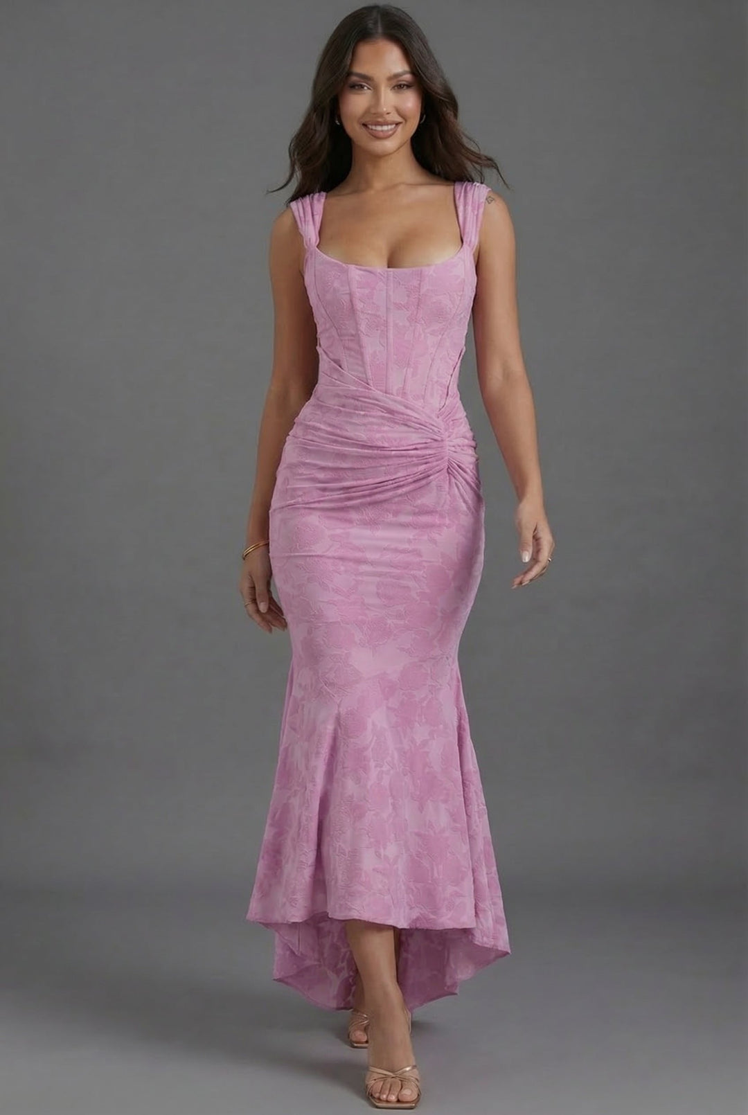 Olivia | Maxi Dress Corset Bodice Ruched Waist Fishtail Hem