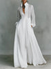 Evelyn | Robe Maxi Mélange Coton Lin Col Montant Bouton Devant